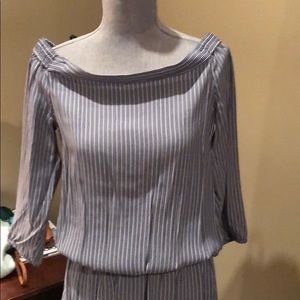 Ann Taylor off shoulder blue and white dress